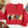 Christmas Chickens Sweatshirt, Cute Chicken Farm Animals Holiday Shirt, Trendy Santa Hat Animal Farmer Heiffer Bull Gift Holidays Crewneck