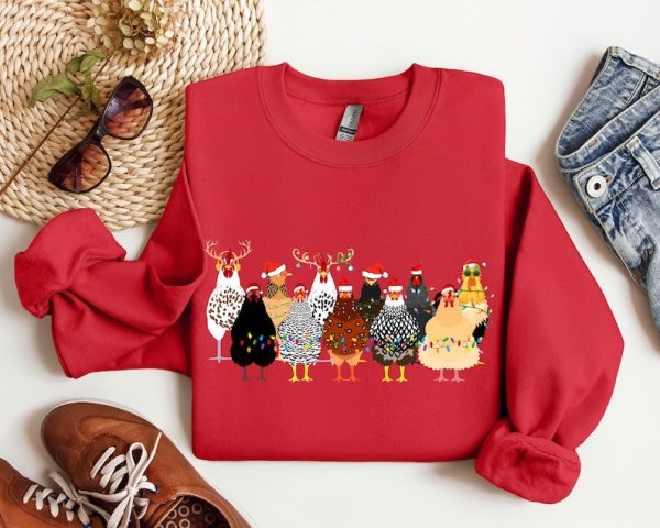 Сute Christmas Chickens Sweatshirt, Funny Christmas Chicken Sweatshirt, Christmas Crewneck, Holiday Sweatshirt, Christmas Farm Sweatshirt