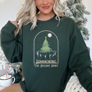 Summoning The Holiday Spirit Christmas Sweatshirt, Skeleton Holiday Shirt, Witchy Winter Sweatshirt, Spooky Christmas Sweater, Xmas Gift