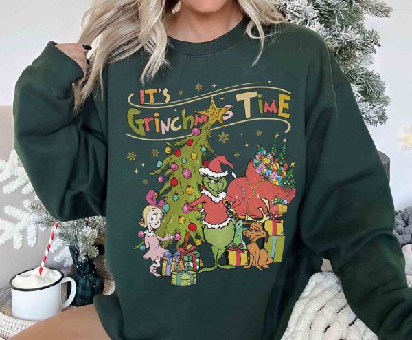 Retro It’s Grinchmas Time Shirt, Whoville Sweatshirt, Grinch Christmas Sweatshirt, Grinchmas Shirt, Christmas Sweater, Christmas Gift