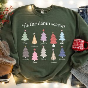 Tis The Damn Season Christmas Tree Shirt, Merry Christmas Sweatshirt, Holiday Party Sweater, Christmas Tree Shirt, Ugly Christmas Shirt