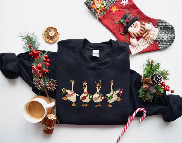 Duck Christmas Sweatshirt, Christmas Ducks Sweater, Christmas Gifts, Funny Christmas Duck Shirt, Christmas Lights, Christmas Animal Crewneck