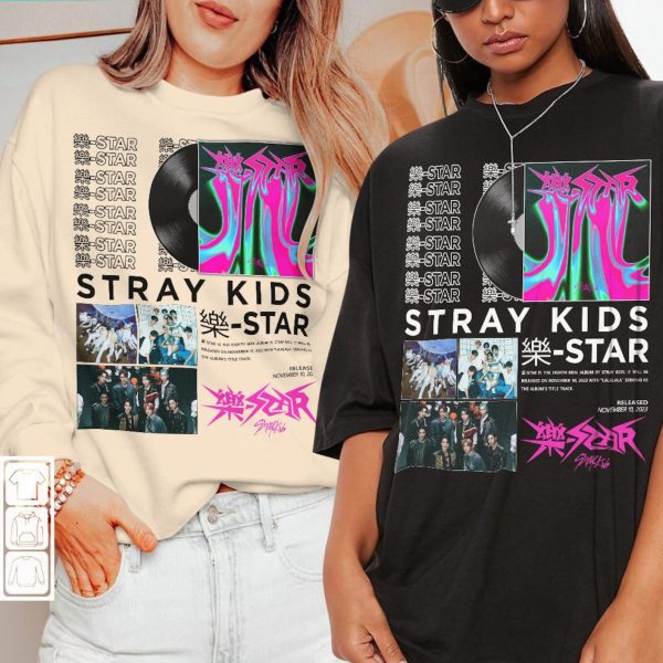 Stray Kids Kpop Sweatshirt, Rock-Star Album Tee v3, Bang Chan Lee Know Hyunjin Felix Shirt, Vintage Retro Merch Hoodie Bootleg