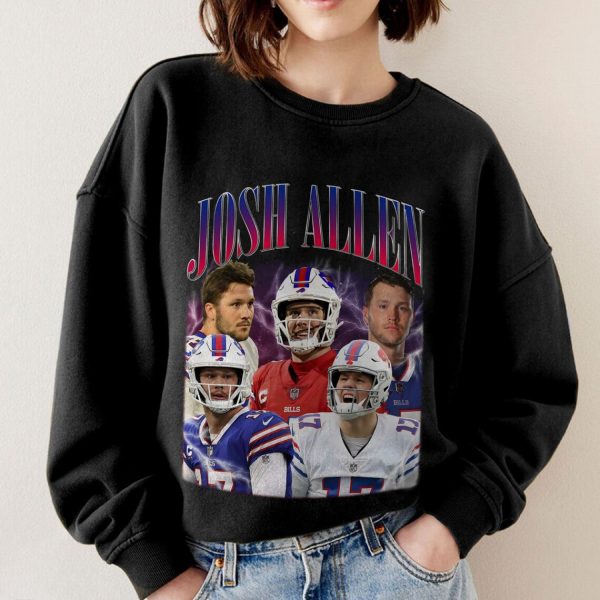 Vintage Josh Allen Unisex Shirt, sweatshirt, Vintage 90s Graphic Style T-shirt, Sweatshirt Football Fans Gift, Vintage Bootleg