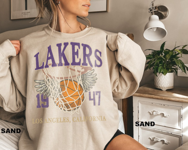 Vintage Los Angeles Basketball Sweatshirt, Vintage Style Los Angeles Lakers Unisex Shirt, Lakers Basketball Fan Gifts, Game Day Shirt