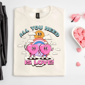 All You Need Valentines Day Sweatshirt, Valentine Shirt, Valentines Crewneck, Heart Sweater Love Shirt Unique Holiday Gift for Her