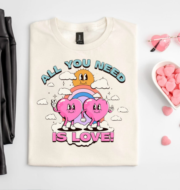 All You Need Valentines Day Sweatshirt, Valentine Shirt, Valentines Crewneck, Heart Sweater Love Shirt Unique Holiday Gift for Her