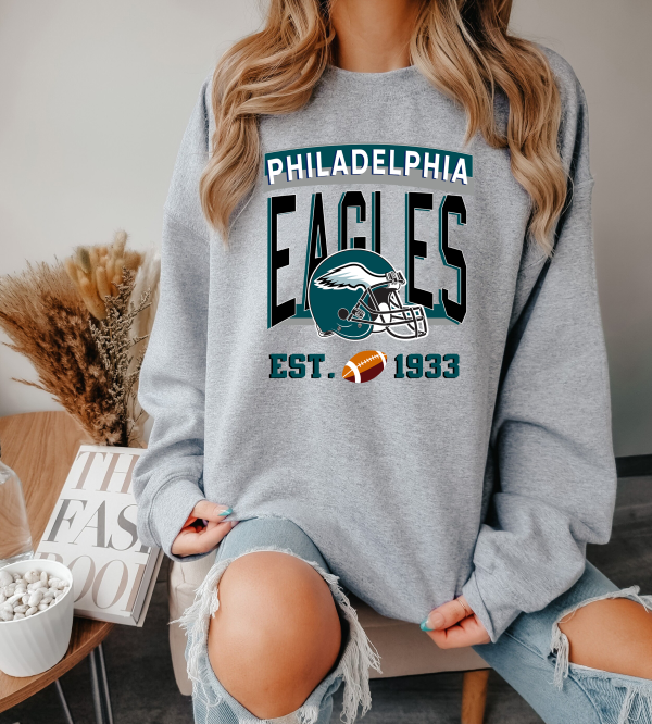 Vintage 1933 Philadelphia Football Embroidered Sweatshirt ,Gift for Fans Philadelphia Eagles Hoodie, Retro Style Philadelphia Football shirt, Sunday Football