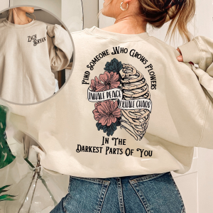 Za.ch Bry.an Front and Back Printed Sweatshirt,American Heartbreak Tour 2024 Sweatshirt  Find Someone Who Grows Flowers In The Darkest Parts Of You,