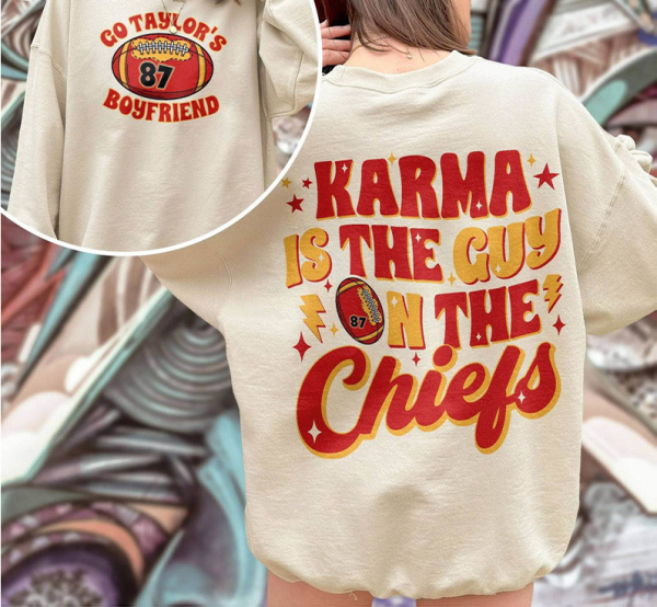 Karma Is The Guy On The Chiefs Shirt, Chiefs Era Tshirt, Go Taylor’s Boyfriend Tee, Chiefs Karma, Kansas City Football Tee Gift