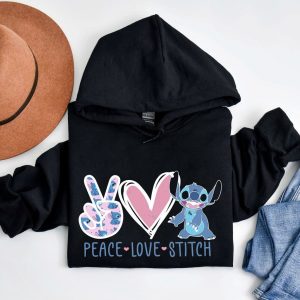 Peace Love Stitch Sweatshirt, Stitch Sweatshirt, Disney Vacation Sweater, Lilo And Stitch Hoodie, Disneyworld Cute Stitch Sweater