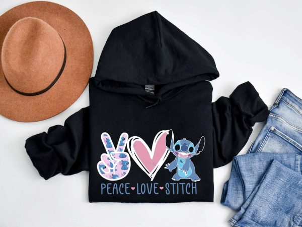 Peace Love Stitch Sweatshirt, Stitch Sweatshirt, Disney Vacation Sweater, Lilo And Stitch Hoodie, Disneyworld Cute Stitch Sweater