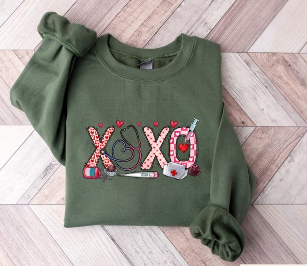 XOXO Nurse Valentine Sweatshirt, Comfort Colors Nurse Valentines Day, Health Supplies Sweater, Nursing School, Nurse Valentine Appreciation