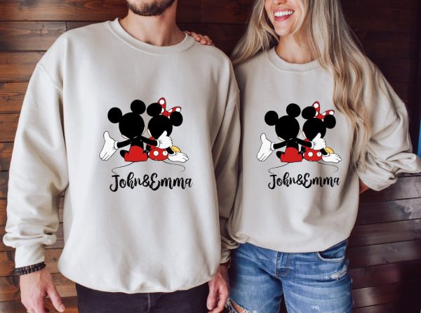 Micke.y and Minn.ie Valentine Sweatshirt,Personalized Couple Gifts,Custom Disneyl.and Hoodie,Customized Valentine Sweater,Valentine’s Day Gifts