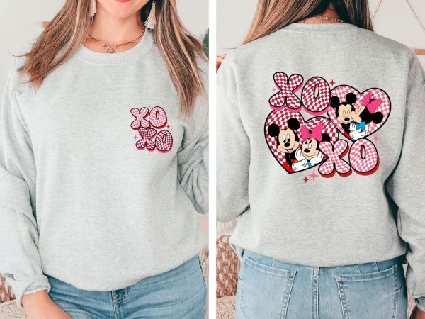 M.ickey Mi.nnie Disney Happy Valentine’s Day Sweatshirt, Xoxo Heart Valentine Gifts 2024, WDW Disneyland Valentine Couple Matching Tee