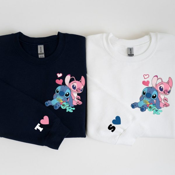 “Stitc.h and A.ngel Personalized Hoodie, Anniversary Hoodie, Custom Couple Sweatshirt, St.itch Angel Valentines Sweatshirt, Disneyland Couple “