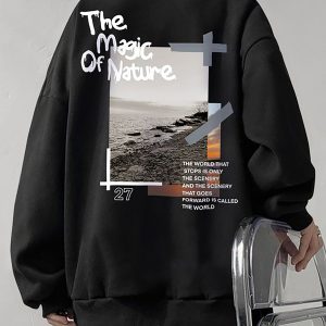 “The Magic Of Nature Sea Wave Scenery Printed Pullover For Man Hip Hop Casual Sportswer New Crewneck Clothing Oversized Tops “