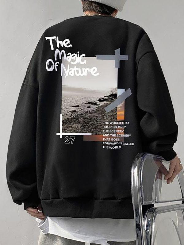 “The Magic Of Nature Sea Wave Scenery Printed Pullover For Man Hip Hop Casual Sportswer New Crewneck Clothing Oversized Tops “