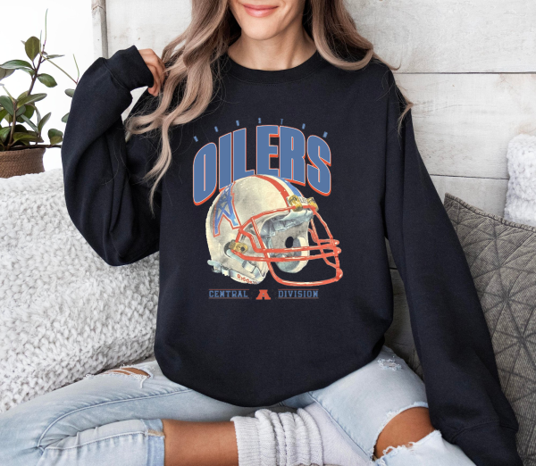 Houston Oilers Football, Vintage Houston Crewneck, Retro Houston Sweatshirt, Houston Varsity Sweatshirt