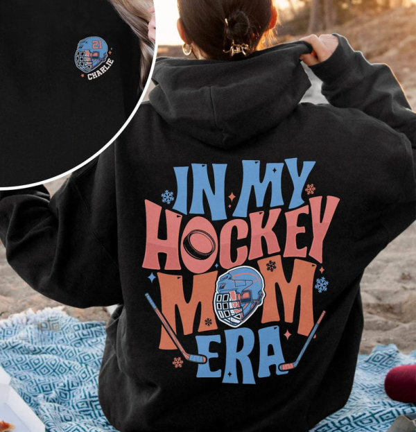 In My Hockey Mom Era Sweatshirt, Personalized Hockey Mama Sweater, Retro Game Day Shirt, Ice Hockey Crewneck, Team Gift, Goalie Mom