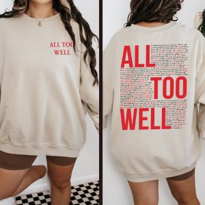 All Too Well Sweatshirt Two Side Printed, Taylor Vintage Shirt, 10 Minute Taylor’s Version Sweater, Taylor Merch, Swiftie Merch, tour Shirt