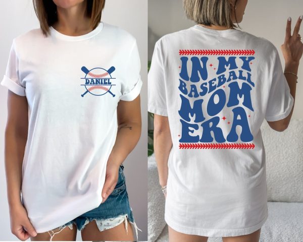 Custom In My Baseball Mom Era Shirt, Baseball Mama TShirt, Mom Era Shirt, Retro Game Day Tee, Mom Life Shirt, Sports Mom Gifts, Team Mom Tee