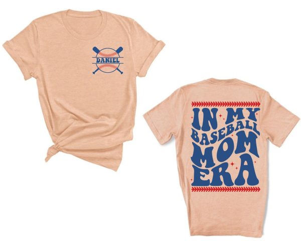 Custom In My Baseball Mom Era Shirt, Baseball Mama TShirt, Mom Era Shirt, Retro Game Day Tee, Mom Life Shirt, Sports Mom Gifts, Team Mom Tee