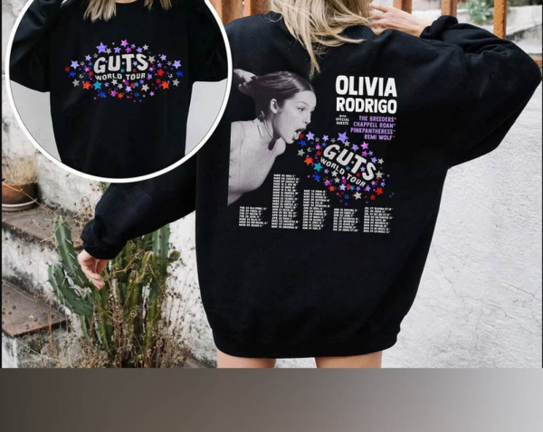 Olivia Guts Tour Two Sides Shirt, Guts Tour Date 2024 Sweatshirt, 2024 Concert Shirt, Guts Tee, Olivia Bad Idea Right Shirt, Sour Tour merch