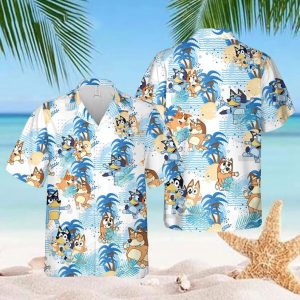 Bluey Dog Hawaiian Shirt, Bluey Dog Shirt, Bluey Dog Shirt, Custom Hawaiian Shirts for Men Women Kid, Tropical Pattern Shirt for Men Women