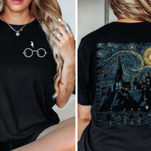 HP Starry Night Shirt,Van Gogh Shirt,Wizard School Tee,Bookish Shirt,Vincent Van Gogh Gift,Family Vacation Shirts,Pottery Gifts,Bookworm Tee