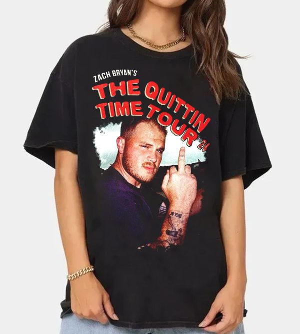 Vintage Middle Finger From Zach Shirt,The Quittin Time Tour 2024 Shirt,Zach Bryan Shirt,Zach Bryan Tour Unisex shirt,Vintage Country Music