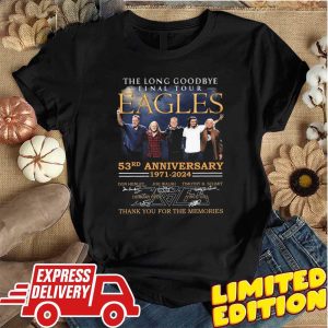 The Eagles 2024 Tour Shirt, Eagles Long Goodbye Tour 2024, The Eagles Band, Eagles The Long Goodbye Final Tour 53rd Anniversary 1971-2024 Thank You For The Memories Signatures Shirt