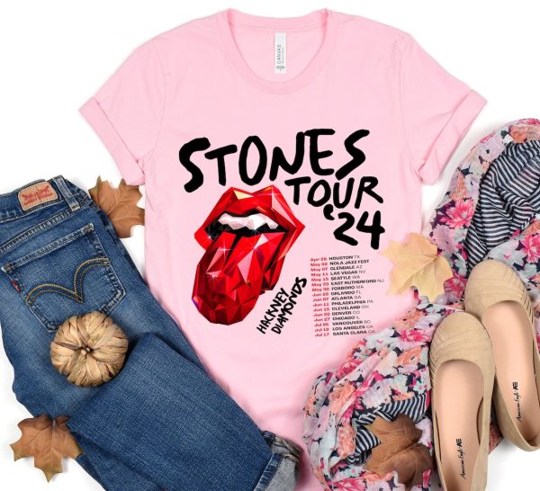 The Rolling Stones Hackney Diamonds Tour 2024 Schedule List T-Shirt, Rolling Stones 2024 Hackney Diamonds Tour Shirt, Rolling Stones Shirt