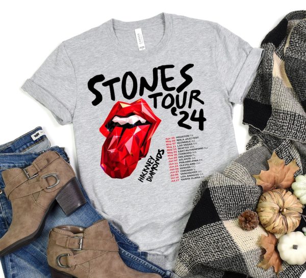 The Rolling Stones Hackney Diamonds Tour 2024 Schedule List T-Shirt, Rolling Stones 2024 Hackney Diamonds Tour Shirt, Rolling Stones Shirt