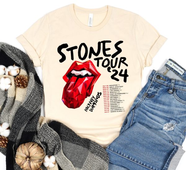 The Rolling Stones Hackney Diamonds Tour 2024 Schedule List T-Shirt, Rolling Stones 2024 Hackney Diamonds Tour Shirt, Rolling Stones Shirt