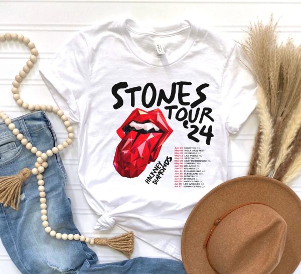 The Rolling Stones Hackney Diamonds Tour 2024 Schedule List T-Shirt, Rolling Stones 2024 Hackney Diamonds Tour Shirt, Rolling Stones Shirt