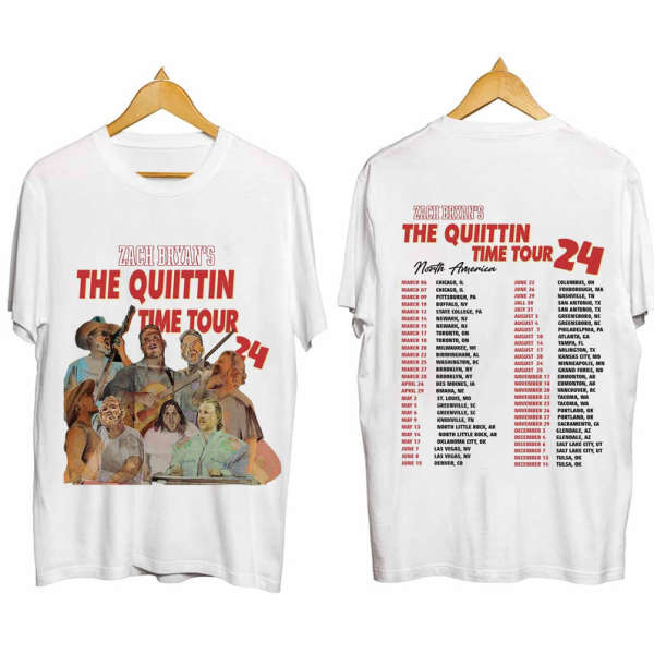 Limited The Quittin Time 2024 T Shirt, Vintage Zach Bryan Merch Tee Shirt, Neutral Zach Bryan Tour Shirt Unisex Hoodie