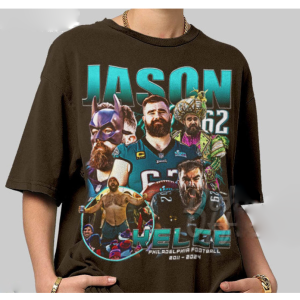 Vintage 90s Graphic Style Jason Kelce Shirt, Oversized Sport Short Sleeve Sweater