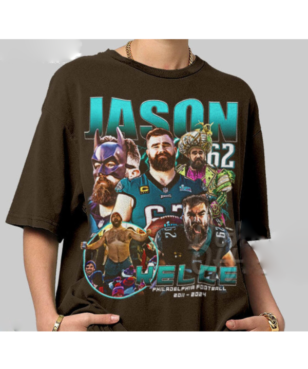 Vintage 90s Graphic Style Jason Kelce Shirt, Oversized Sport Short Sleeve Sweater