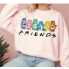 Cartoon Friends Nostalgia Sweatshirt, Care Bear Friends Shirt, Friends 80’s Cartoon Characters png, Vintage Rainbow Brite and Strawberry Shortcake