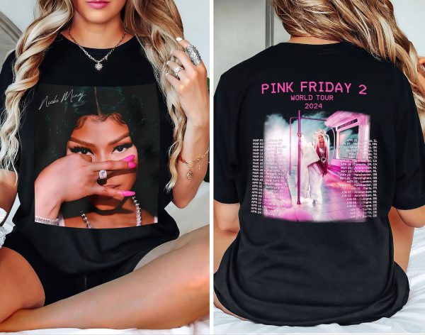 Pink Friday 2 Airbrush Nicki Minaj 2 Sided Shirt, Nicki Minaj Tour Shirt, Nicki Minaj Merch, Pink Friday 2 World Tour Shirt