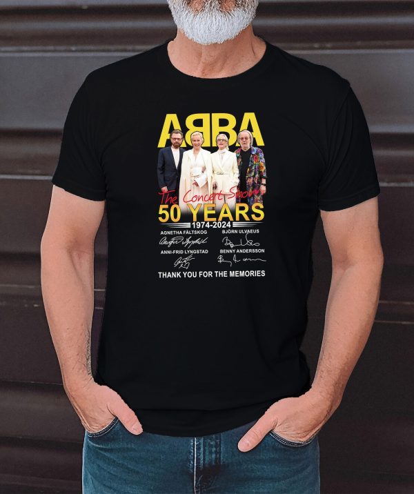 Abba Band 50th Anniversary 1974 – 2024 Signature T-Shirt, Abba the concert show 2024 TShirt