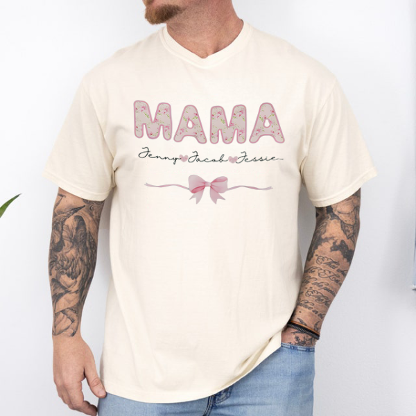 Mama Shirt with Kids Names Mom Shirt Custom Mama Momma Shirt Mother’s Day Shirt