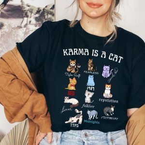 Karma is the Guy shirt and Mug, Karma top, Taylor Chiefs tshirt, Swift Kelce shirt, Chiefs Swift, karma cat mug gift for music lover concert