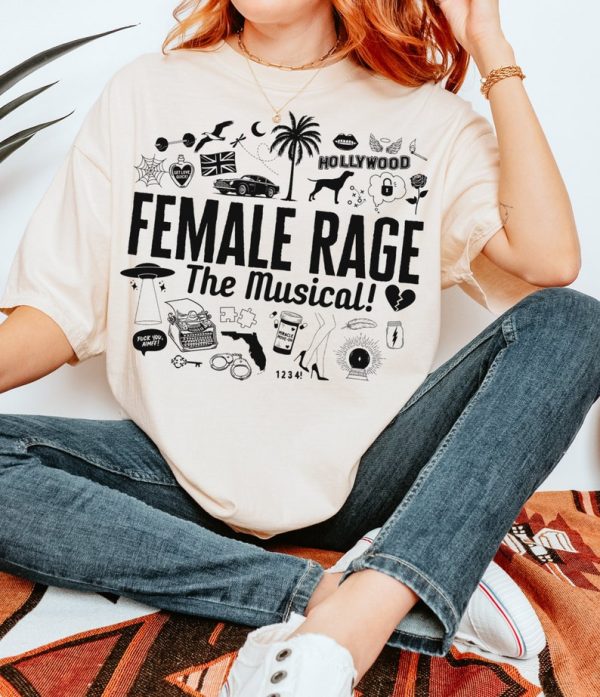 Female Rage The Musical Tshirt The Tortured Poets Department Shirt Album Icons Black Design Eras Tour Outfit Taylor Fan Gift TTPD Merch