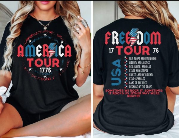 America Tour Shirt, 4th of July Tshirt, 1776 Independence Day Tee, Freedom Shirt, USA T-shirt, Memorial Day Shirt, Retro Patriotic American