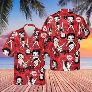 Betty Boop Hawaiian Aloha Shirt, Hawaiian Shirt, Betty Boop Kiss Summer Shirt, Betty Boop Cartoon Beach Shirt, Betty Boop, St Patricks