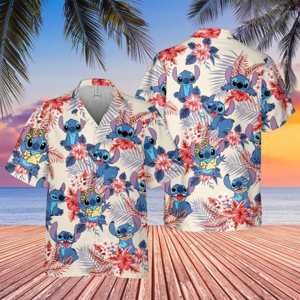 Lilo And Stitch Hawaii Shirt, Funny Stitch Hawaiian Shirt, Cartoon 3D T-shirt For Family, Animated Movie Character Summer Trip Unisex Shirt