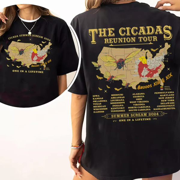 Cicadas Summer Scream Reunion Tour 2024, The Cicada Concert Tour Two-Side Tshirt