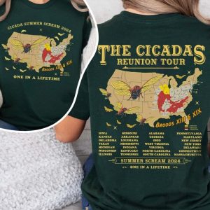 Cicadas Summer Scream Reunion Tour 2024 Shirt, The Cicada Concert Tour Tee, Insect Cicada Broods XIII & XIX, One In a Lifetime, Entomologist